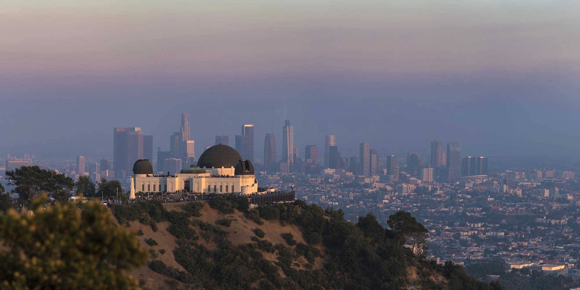 Griffith Observatory above the Los Angeles skyline at dusk
